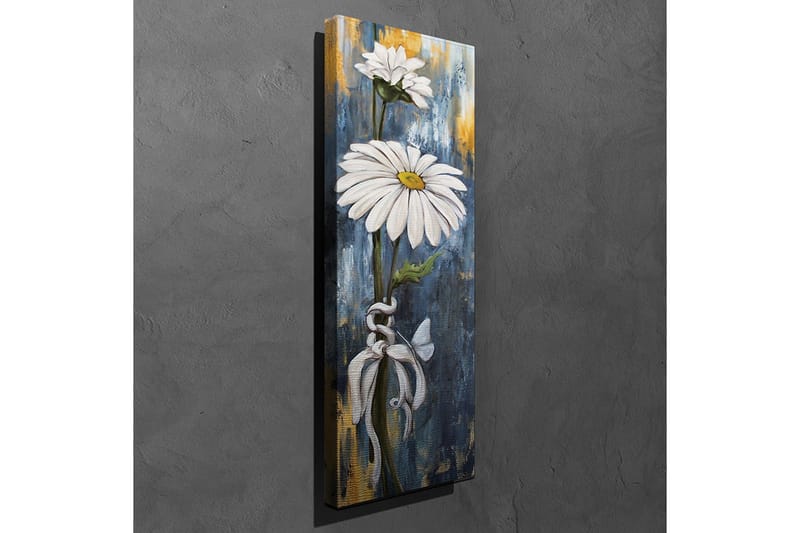 Canvastavla 30x80 cm - Vita prästkragar med en blå och guldaktig bakgrund - Vit / Blå / Guld - Inredning & dekor - Tavlor & konst - Canvastavla