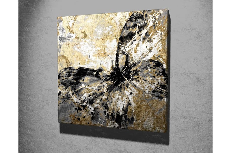 Canvastavla 45x45 cm - Abstrakt fjäril med guldiga och svarta inslag - Guld / Svart / Vitt - Inredning & dekor - Tavlor & konst - Canvastavla