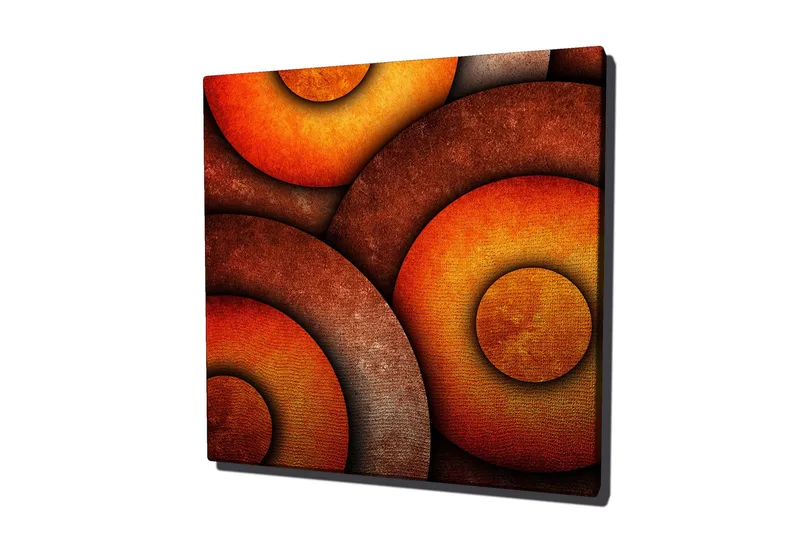 Canvastavla 45x45 cm - Abstrakt komposition med cirkulära former i varma toner - Orange / Brun / Guld - Inredning & dekor - Tavlor & konst - Canvastavla
