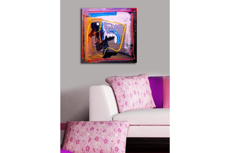 Canvastavla 45x45 cm - Abstrakt komposition med färgglada linjer och former - Blå / Gul / Röd - Inredning & dekor - Tavlor & konst - Canvastavla