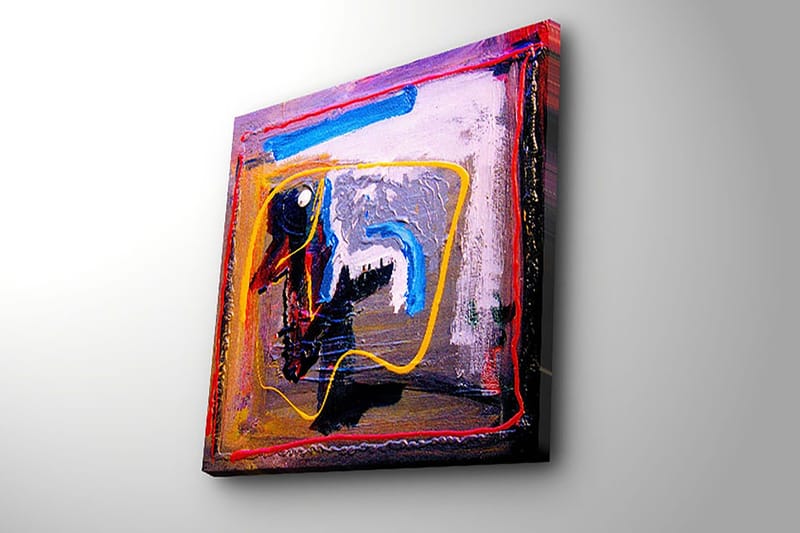 Canvastavla 45x45 cm - Abstrakt komposition med färgglada linjer och former - Blå / Gul / Röd - Inredning & dekor - Tavlor & konst - Canvastavla