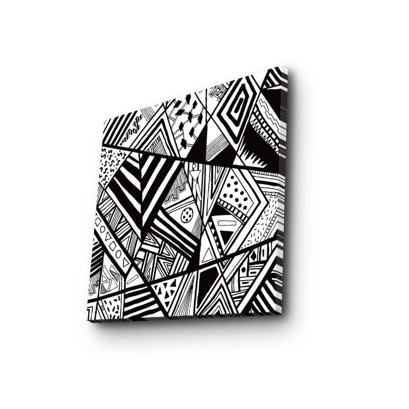 Canvastavla 45x45 cm - Abstrakt komposition med geometriska mönster i svart och vitt - Svart / Vit - Inredning & dekor - Tavlor & konst - Canvastavla