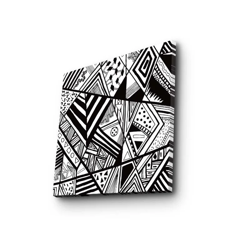 Canvastavla 45x45 cm - Abstrakt komposition med geometriska mönster i svart och vitt - Svart / Vit - Inredning & dekor - Tavlor & konst - Canvastavla