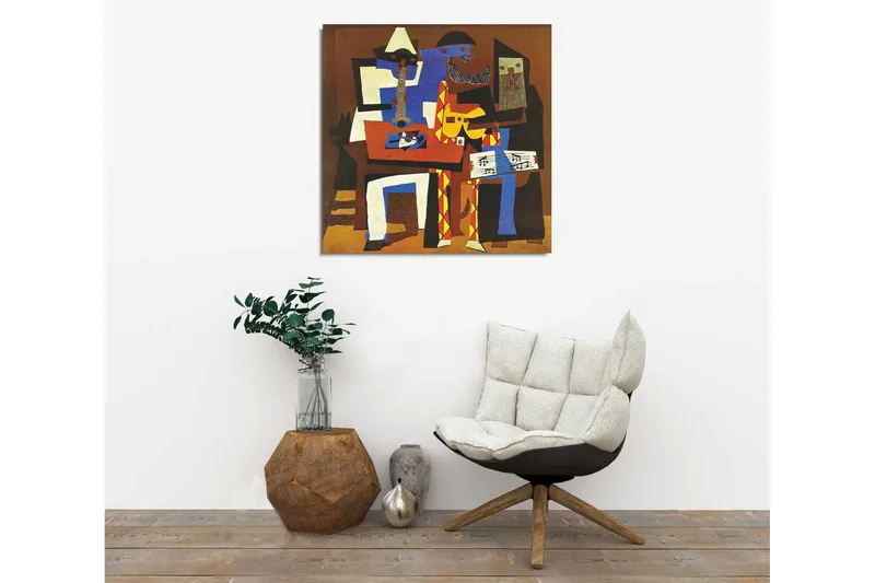 Canvastavla 45x45 cm - Abstrakt komposition med musikaliska figurer - Blå / Brun / Gul - Inredning & dekor - Tavlor & konst - Canvastavla