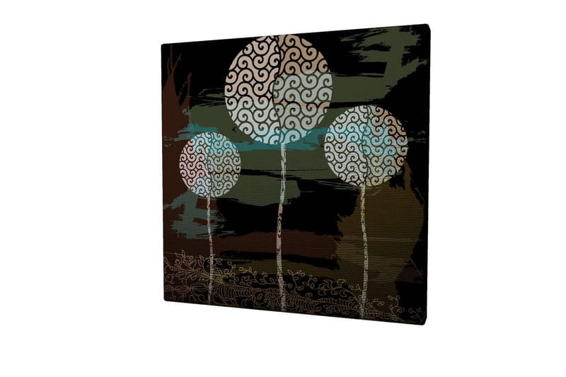 Canvastavla 45x45 cm - Abstrakt komposition med stiliserade trädtoppar - Grön / Svart / Vit - Inredning & dekor - Tavlor & konst - Canvastavla