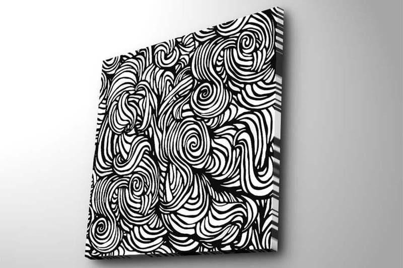 Canvastavla 45x45 cm - Abstrakt komposition med svarta och vita spiraler - Svart / Vit - Inredning & dekor - Tavlor & konst - Canvastavla