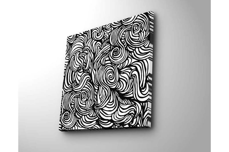 Canvastavla 45x45 cm - Abstrakt komposition med svarta spiraler och linjer på vit bakgrund - Svart / Vit - Inredning & dekor - Tavlor & konst - Canvastavla