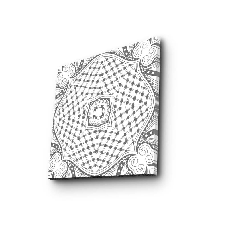 Canvastavla 45x45 cm - Abstrakt mönster med geometriska former och linjer - Svart / Vitt / Grått - Inredning & dekor - Tavlor & konst - Canvastavla