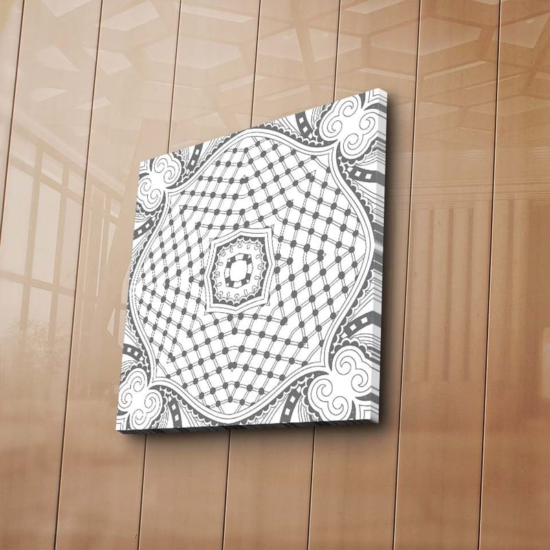 Canvastavla 45x45 cm - Abstrakt mönster med geometriska former och linjer - Svart / Vitt / Grått - Inredning & dekor - Tavlor & konst - Canvastavla