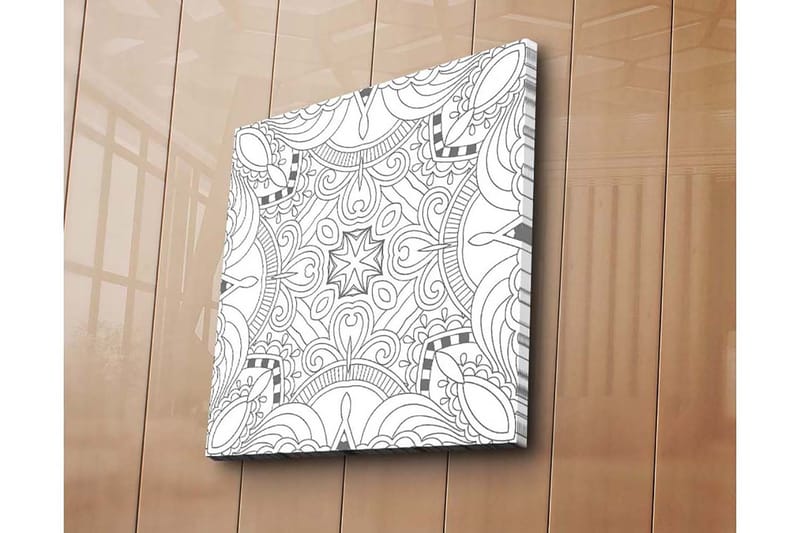 Canvastavla 45x45 cm - Abstrakt mönster med svarta linjer och detaljer - Svart / Vitt - Inredning & dekor - Tavlor & konst - Canvastavla