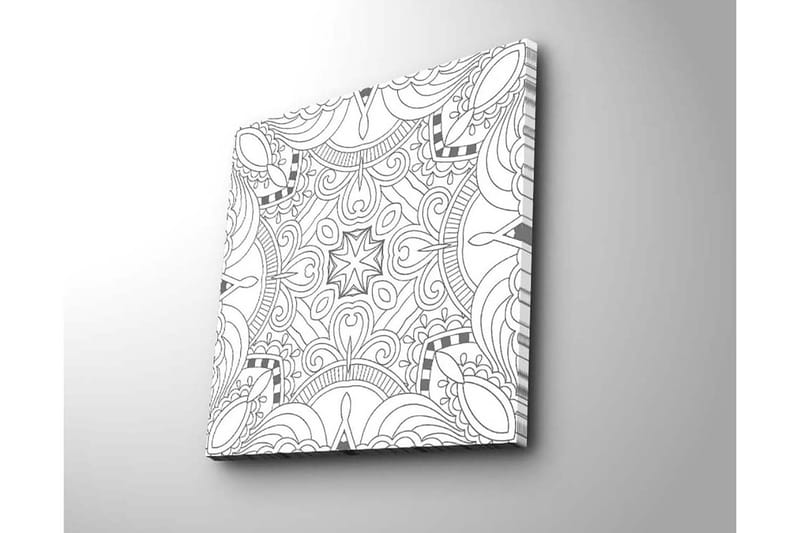 Canvastavla 45x45 cm - Abstrakt mönster med svarta linjer och detaljer - Svart / Vitt - Inredning & dekor - Tavlor & konst - Canvastavla