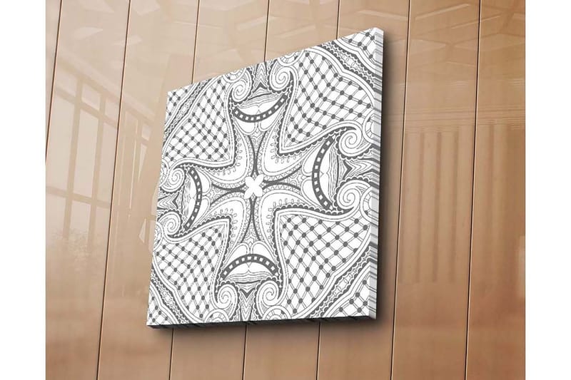 Canvastavla 45x45 cm - Abstrakt mönster med svarta linjer och detaljer - Svart / Vitt - Inredning & dekor - Tavlor & konst - Canvastavla