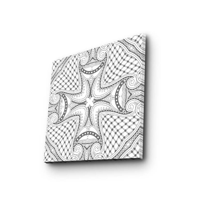 Canvastavla 45x45 cm - Abstrakt mönster med svarta linjer och detaljer på vit bakgrund - Svart / Vit - Inredning & dekor - Tavlor & konst - Canvastavla