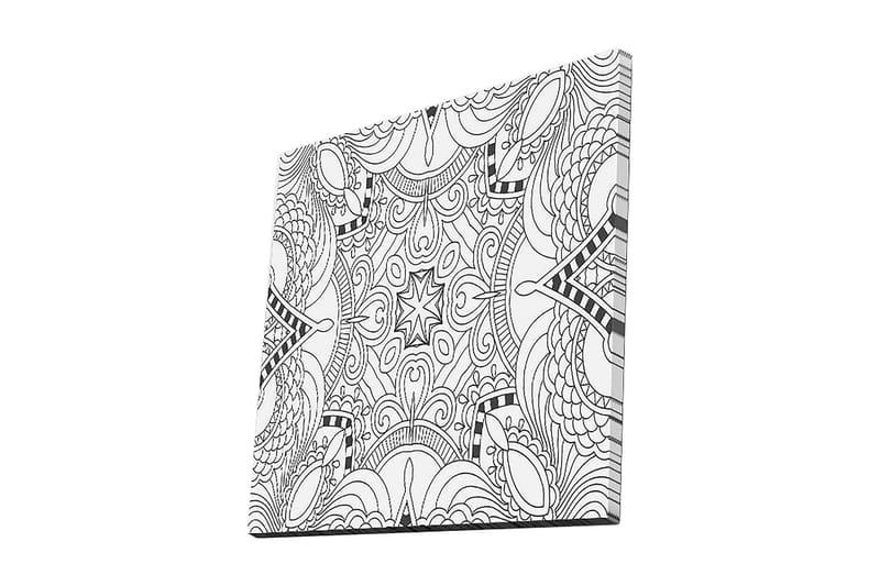 Canvastavla 45x45 cm - Abstrakt mönster med svarta linjer och former, Svart / Vit