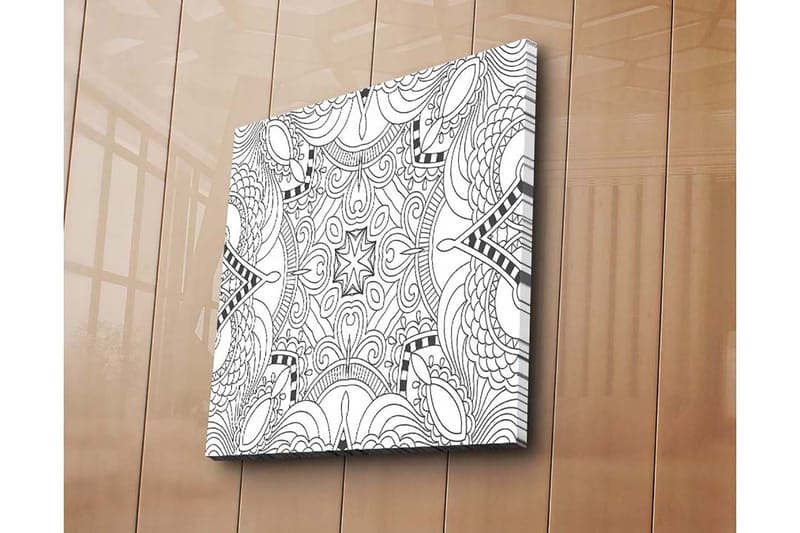 Canvastavla 45x45 cm - Abstrakt mönster med svarta linjer och former - Svart / Vit - Inredning & dekor - Tavlor & konst - Canvastavla