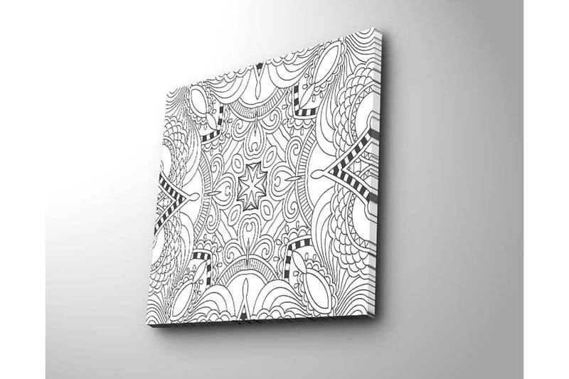 Canvastavla 45x45 cm - Abstrakt mönster med svarta linjer och former - Svart / Vit - Inredning & dekor - Tavlor & konst - Canvastavla
