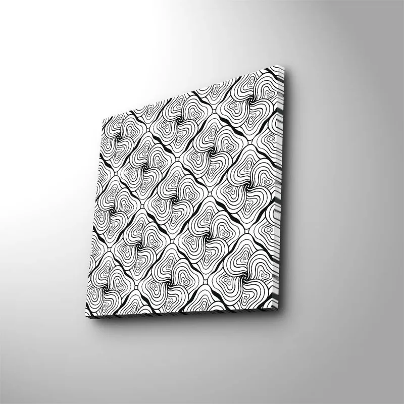 Canvastavla 45x45 cm - Abstrakt mönster med svarta linjer och vita ytor, Svart / Vit