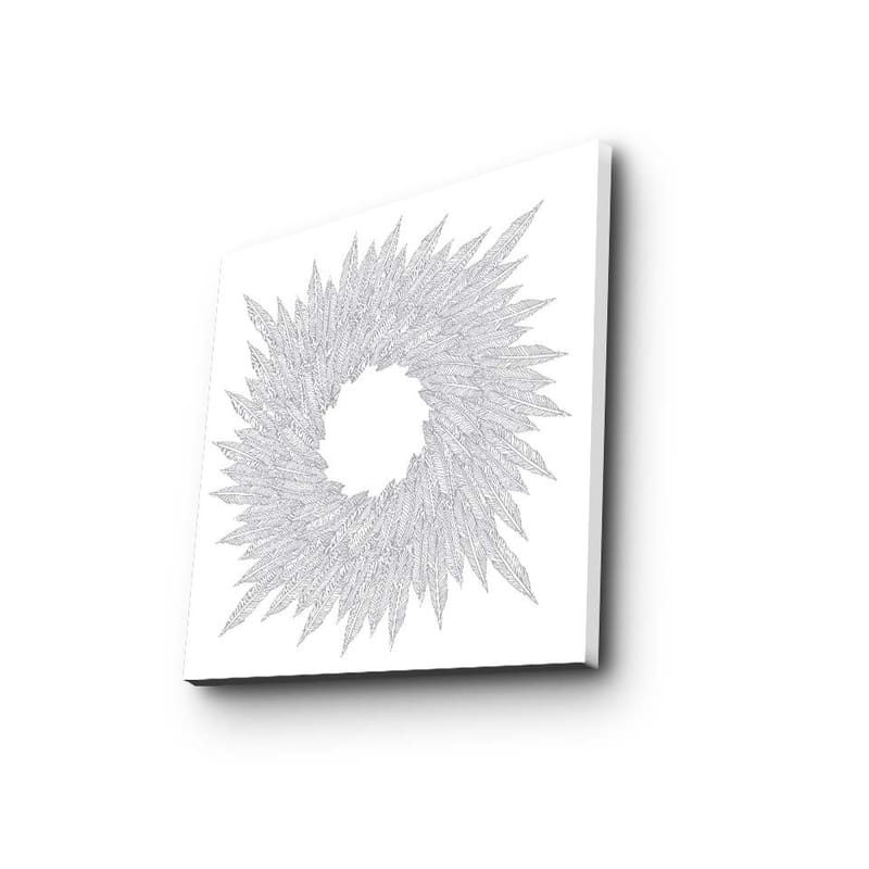 Canvastavla 45x45 cm - Abstrakt spiral av bladformade mönster - Vit / Grå - Inredning & dekor - Tavlor & konst - Canvastavla