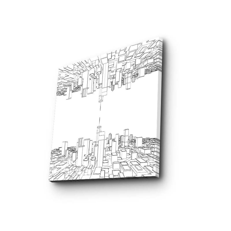 Canvastavla 45x45 cm - Abstrakt stadslandskap med geometriska former - Svart / Vitt - Inredning & dekor - Tavlor & konst - Canvastavla