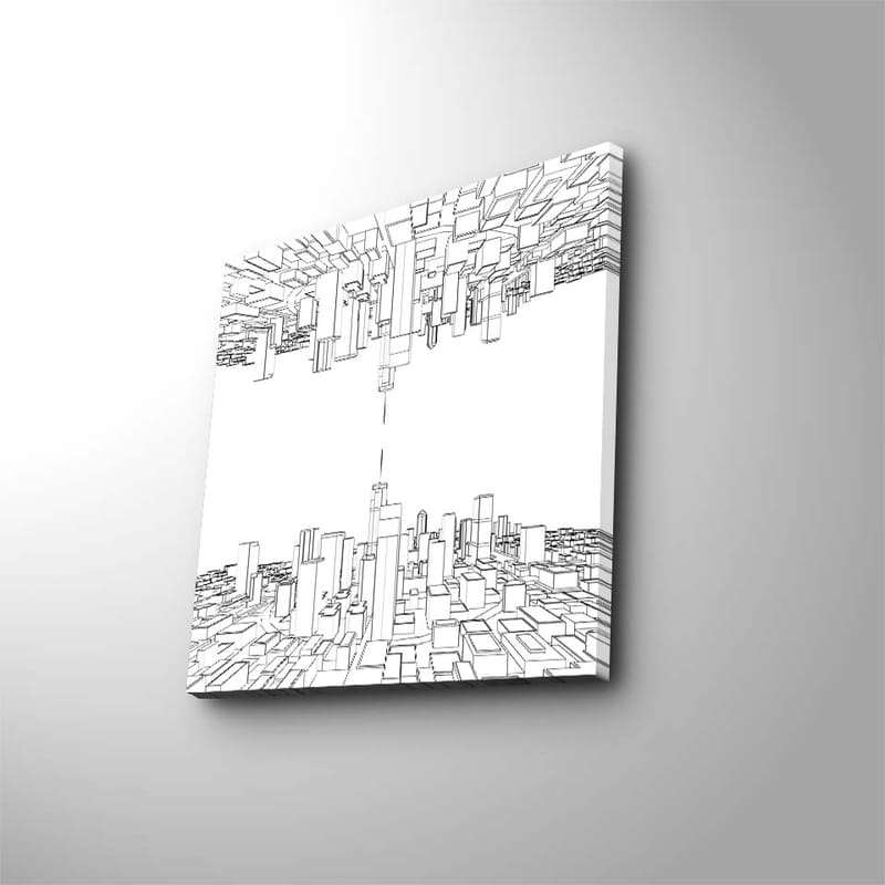 Canvastavla 45x45 cm - Abstrakt stadslandskap med geometriska former - Svart / Vitt - Inredning & dekor - Tavlor & konst - Canvastavla