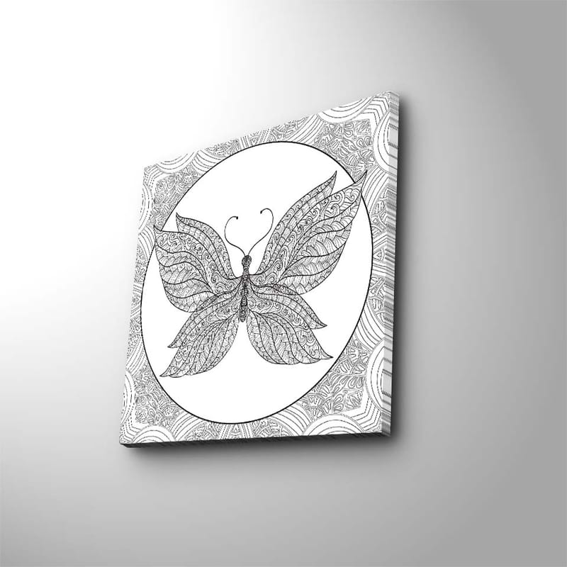 Canvastavla 45x45 cm - Detaljerad fjäril med intrikata mönster - Svart / Vitt - Inredning & dekor - Tavlor & konst - Canvastavla