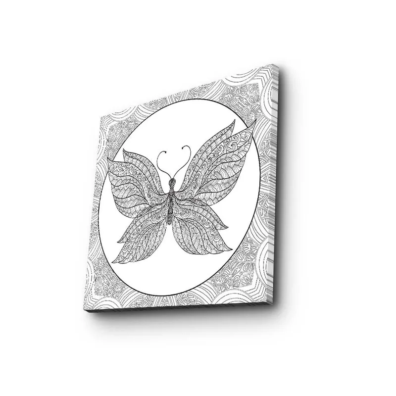 Canvastavla 45x45 cm - Detaljerad fjäril med intrikata mönster - Svart / Vitt - Inredning & dekor - Tavlor & konst - Canvastavla