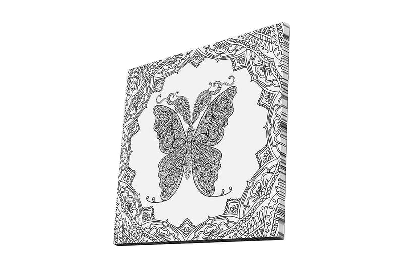 Canvastavla 45x45 cm - Detaljerad fjäril med ornamentala mönster - Svart / Vitt - Inredning & dekor - Tavlor & konst - Canvastavla
