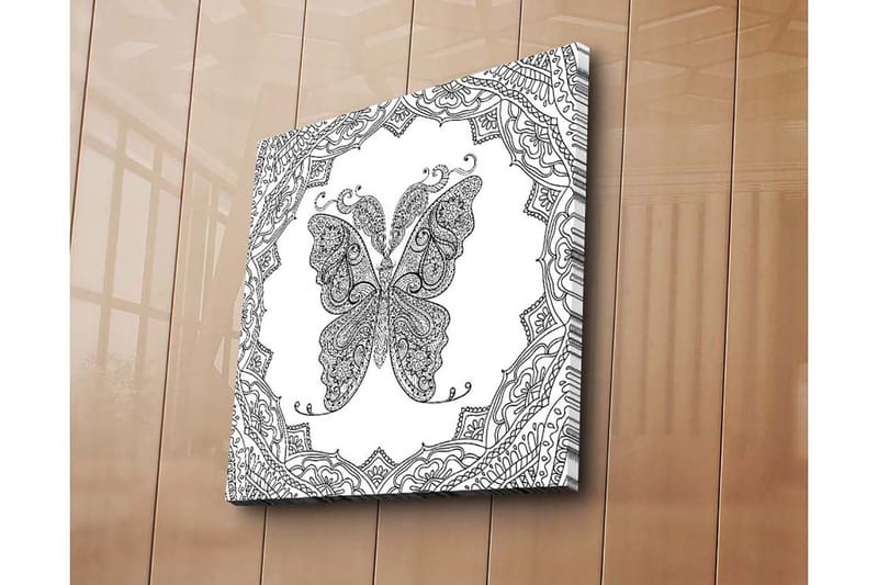 Canvastavla 45x45 cm - Detaljerad fjäril med ornamentala mönster - Svart / Vitt - Inredning & dekor - Tavlor & konst - Canvastavla