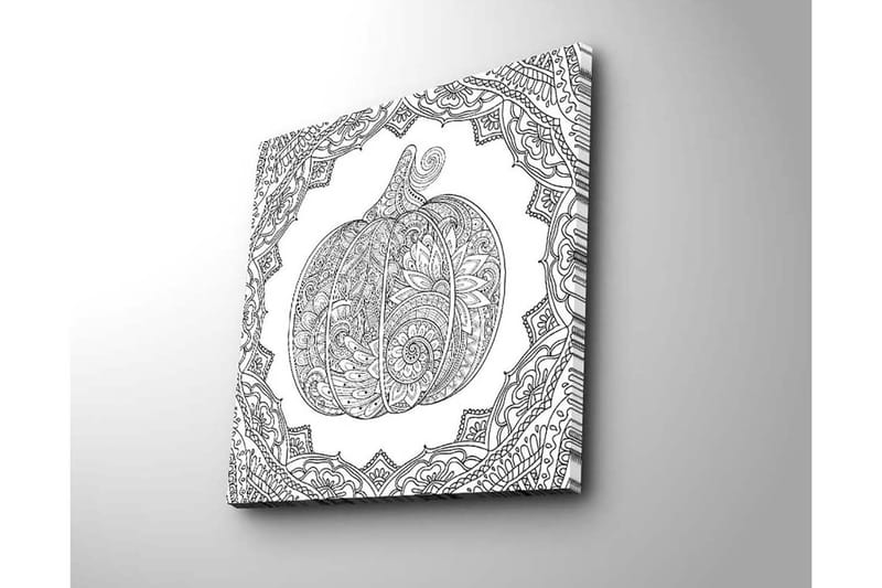 Canvastavla 45x45 cm - Detaljerad illustration av en pumpa omgiven av ornamentala mönster - Svart / Vitt - Inredning & dekor - Tavlor & konst - Canvastavla