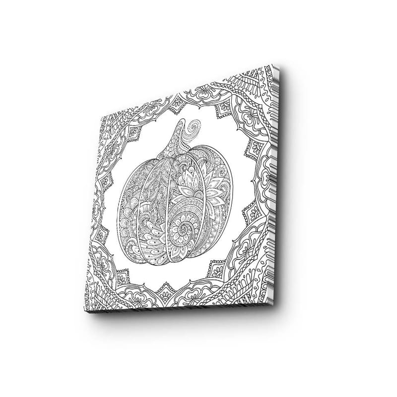 Canvastavla 45x45 cm - Detaljerad pumpa med ornamentala mönster - Svart / Vitt - Inredning & dekor - Tavlor & konst - Canvastavla