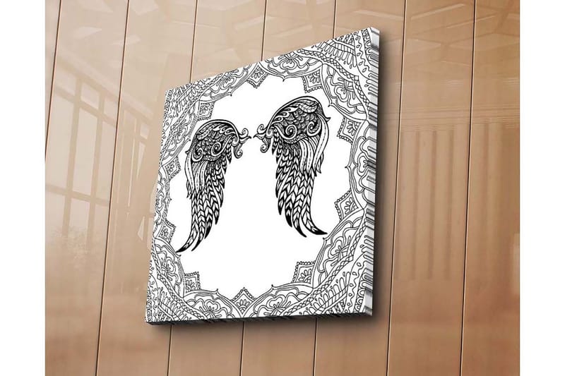 Canvastavla 45x45 cm - Detaljerade änglavingar i en dekorativ ram - Svart / Vitt - Inredning & dekor - Tavlor & konst - Canvastavla