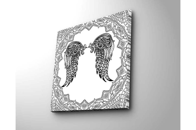 Canvastavla 45x45 cm - Detaljerade änglavingar i en dekorativ ram - Svart / Vitt - Inredning & dekor - Tavlor & konst - Canvastavla