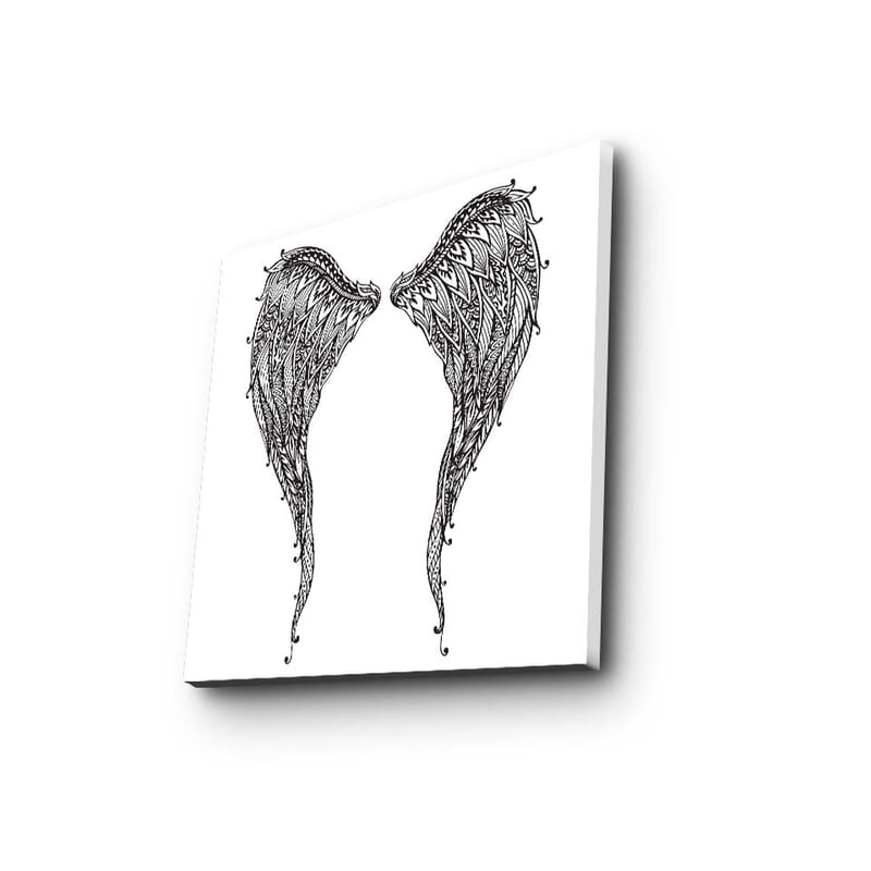 Canvastavla 45x45 cm - Detaljerade fjädrar av vingar - Svart / Vitt - Inredning & dekor - Tavlor & konst - Canvastavla