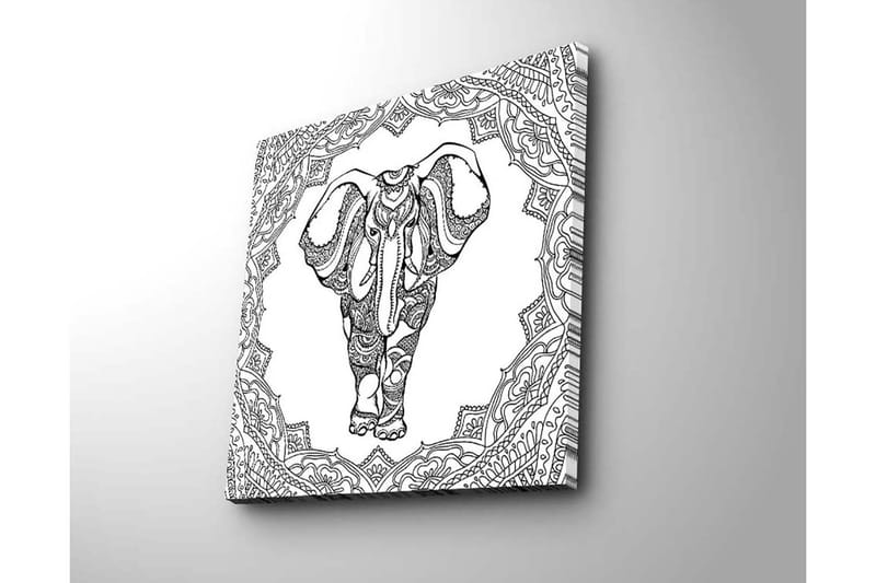 Canvastavla 45x45 cm - Elefant i detaljrik mandalamönster - Svart / Vitt - Inredning & dekor - Tavlor & konst - Canvastavla