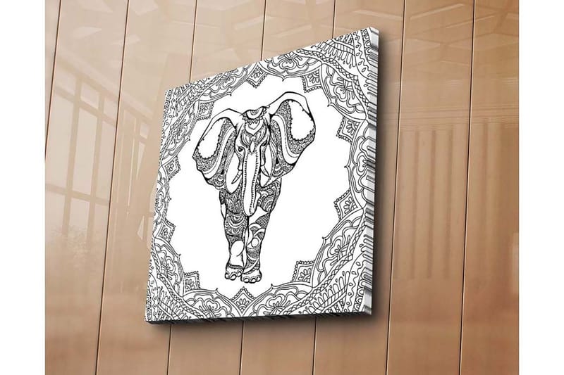 Canvastavla 45x45 cm - Elefant i detaljrik mandalamönster - Svart / Vitt - Inredning & dekor - Tavlor & konst - Canvastavla