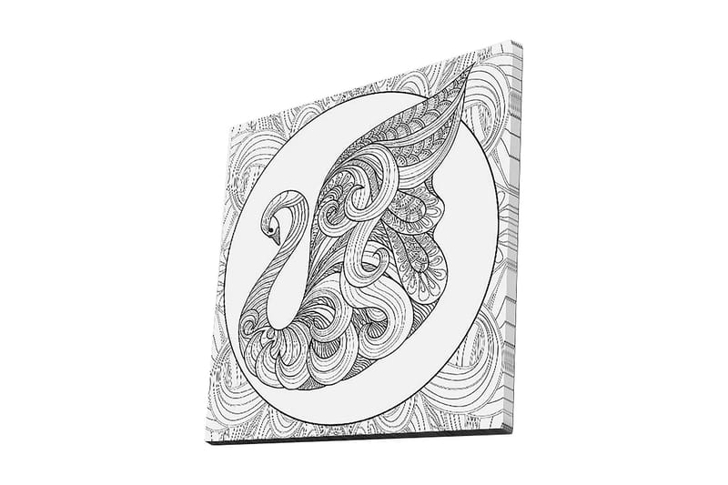 Canvastavla 45x45 cm - Elegant svan med intrikata mönster - Svart / Vitt - Inredning & dekor - Tavlor & konst - Canvastavla