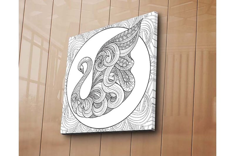 Canvastavla 45x45 cm - Elegant svan med intrikata mönster - Svart / Vitt - Inredning & dekor - Tavlor & konst - Canvastavla