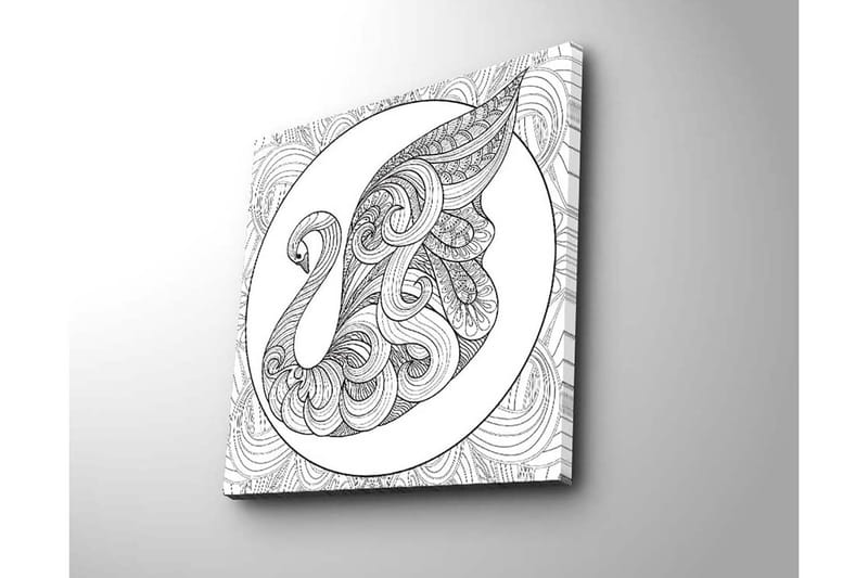 Canvastavla 45x45 cm - Elegant svan med intrikata mönster - Svart / Vitt - Inredning & dekor - Tavlor & konst - Canvastavla