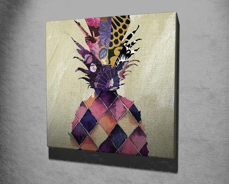 Canvastavla 45x45 cm - Färgglad ananas med geometriska mönster - Lila / Gul / Rosa - Inredning & dekor - Tavlor & konst - Canvastavla