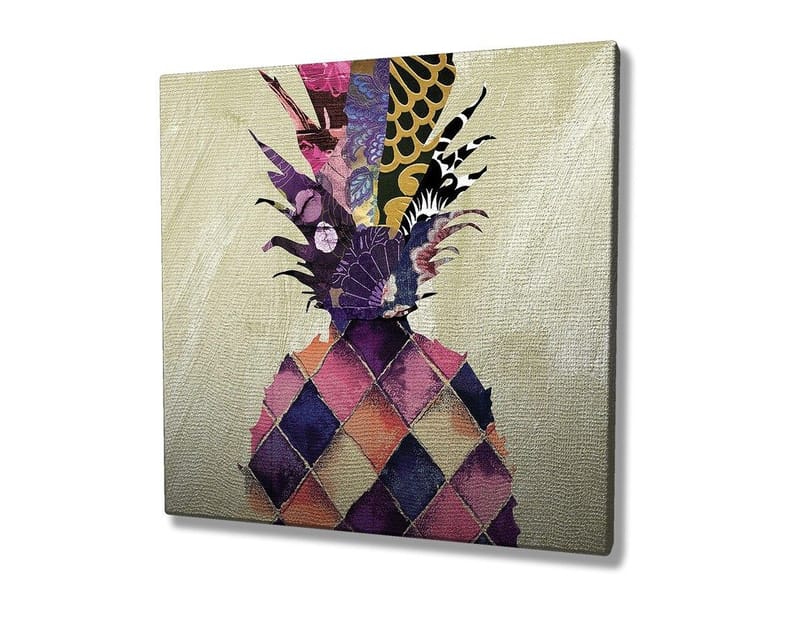 Canvastavla 45x45 cm - Färgglad ananas med geometriska mönster - Lila / Gul / Rosa - Inredning & dekor - Tavlor & konst - Canvastavla