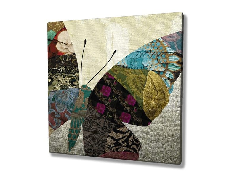 Canvastavla 45x45 cm - Färgglad fjäril med mönstrade vingar - Turkos / Röd / Svart - Inredning & dekor - Tavlor & konst - Canvastavla
