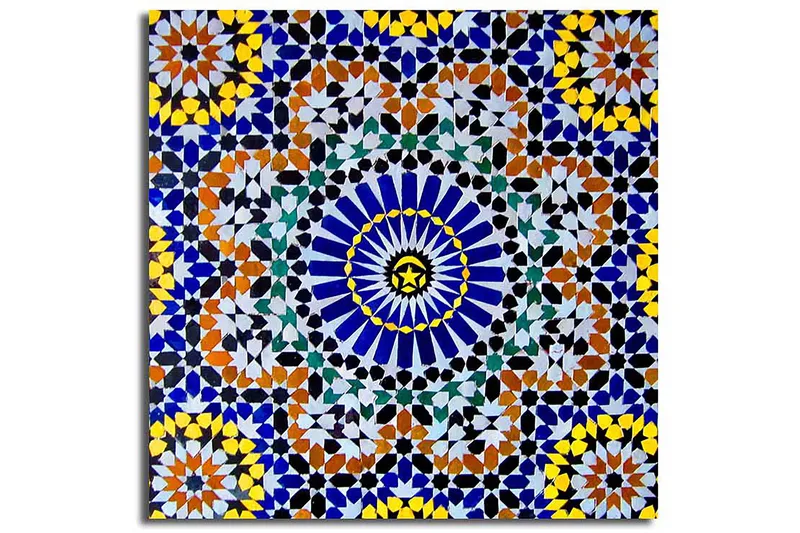 Canvastavla 45x45 cm - Färgglad mandala med geometriska mönster - Blå / Gul / Orange - Inredning & dekor - Tavlor & konst - Canvastavla