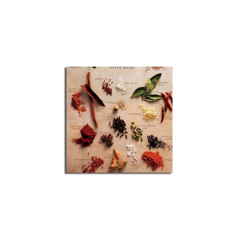 Canvastavla 45x45 cm - Färgglad samling av kryddor och örter - Röd / Grön / Brun - Inredning & dekor - Tavlor & konst - Canvastavla