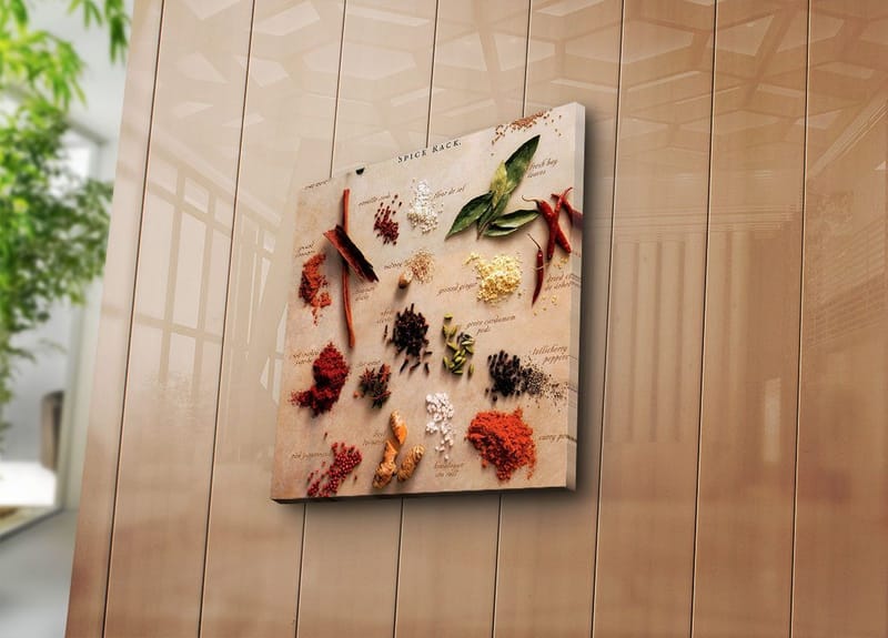 Canvastavla 45x45 cm - Färgglad samling av kryddor och örter - Röd / Grön / Brun - Inredning & dekor - Tavlor & konst - Canvastavla