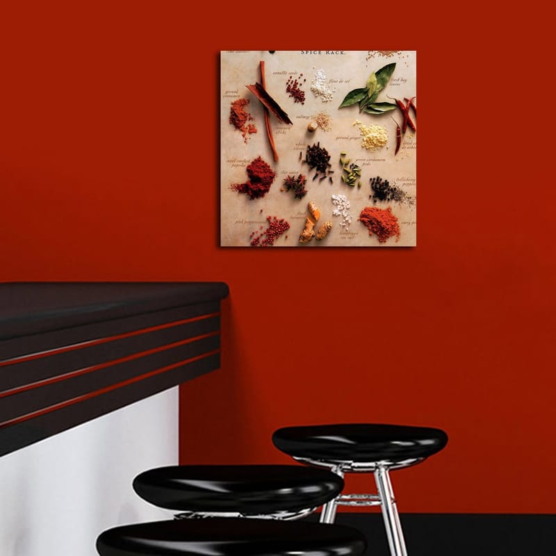 Canvastavla 45x45 cm - Färgglad samling av kryddor och örter - Röd / Grön / Brun - Inredning & dekor - Tavlor & konst - Canvastavla