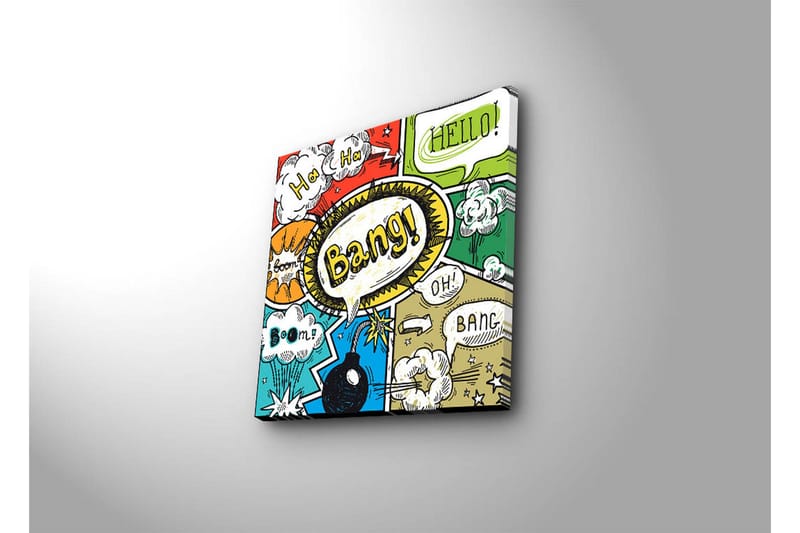 Canvastavla 45x45 cm - Färgglad popkonst med pratbubblor och explosioner - Röd / Grön / Blå - Inredning & dekor - Tavlor & konst - Canvastavla