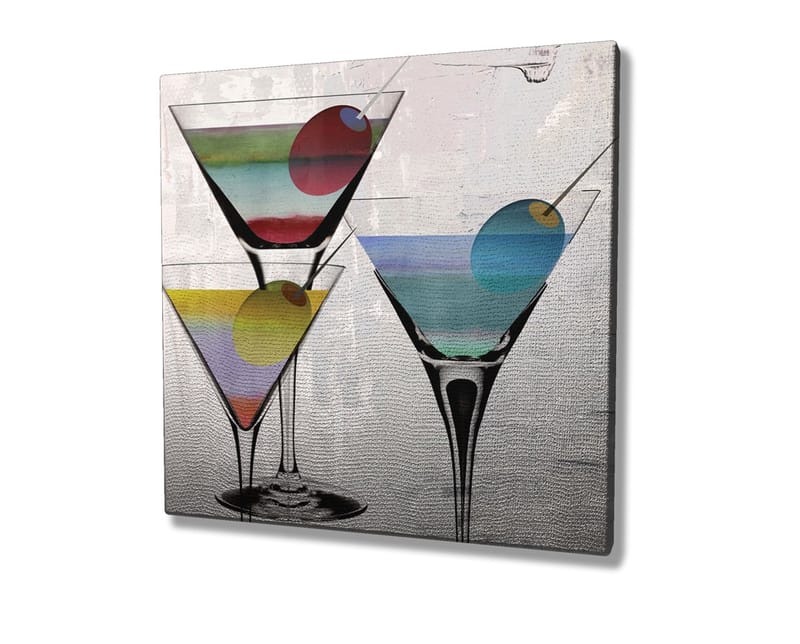 Canvastavla 45x45 cm - Färgglada cocktailglas med fruktskivor - Grön / Blå / Röd - Inredning & dekor - Tavlor & konst - Canvastavla