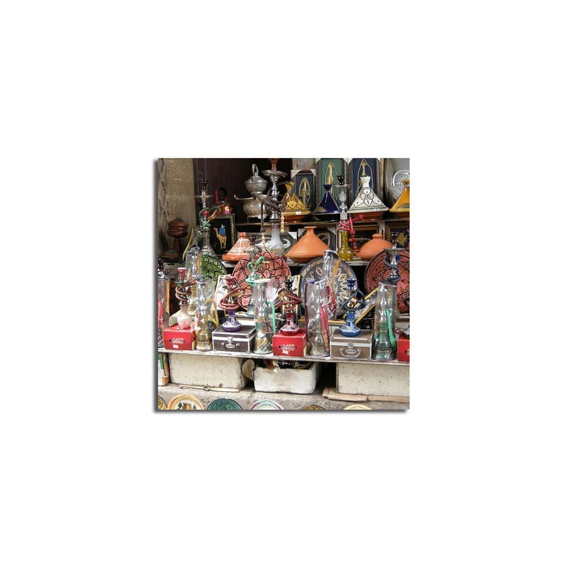 Canvastavla 45x45 cm - Färgglada hantverk och dekorativa föremål i en marknadsställning - Röd / Grön / Orange - Inredning & dekor - Tavlor & konst - Canvastavla