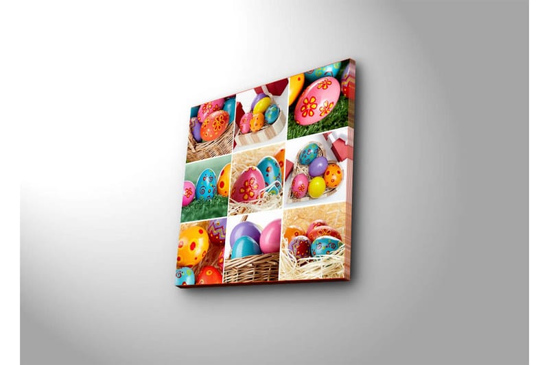 Canvastavla 45x45 cm - Färgglada påskägg i olika mönster och färger - Rosa / Blå / Gul - Inredning & dekor - Tavlor & konst - Canvastavla