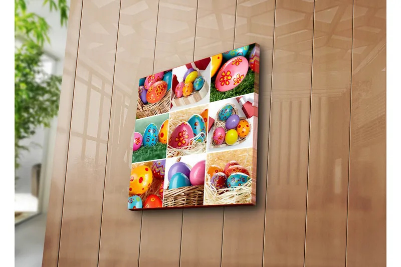 Canvastavla 45x45 cm - Färgglada påskägg i olika mönster och färger - Rosa / Blå / Gul - Inredning & dekor - Tavlor & konst - Canvastavla